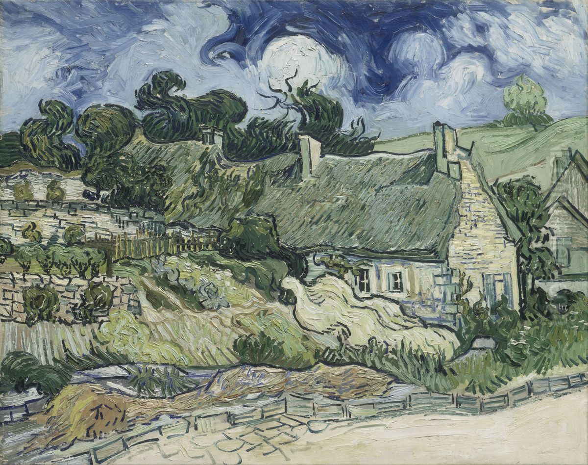 Thatched Cottages At Cordeville Oil Painting by Vincent Van Gogh