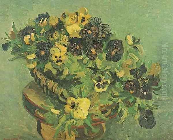 Tambourine With Pansies Oil Painting by Vincent Van Gogh