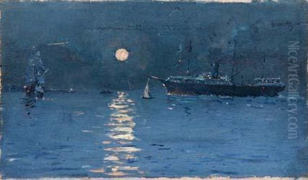 Marina Oil Painting by Fausto Zonaro