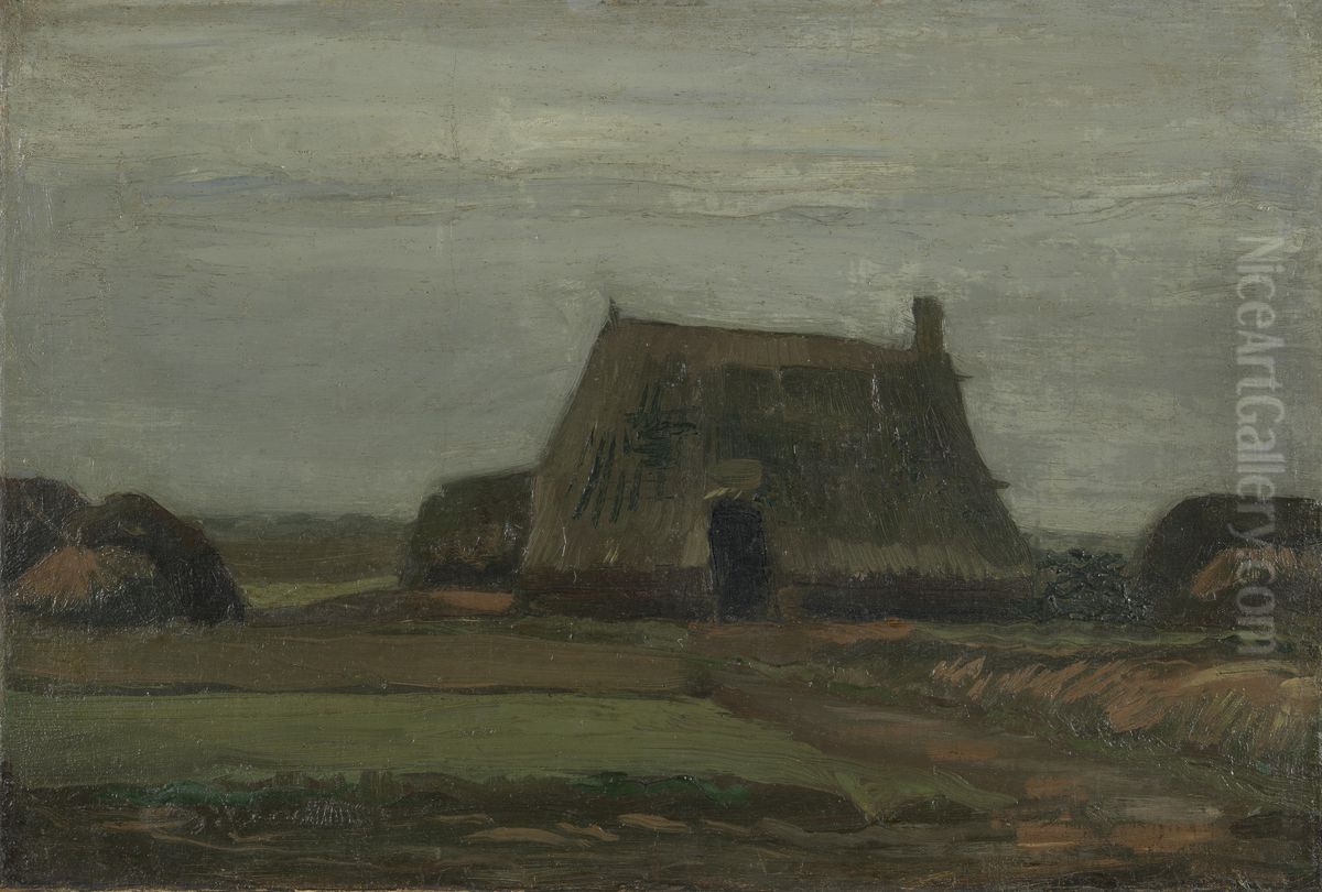 Farm With Stacks Of Peat Oil Painting by Vincent Van Gogh