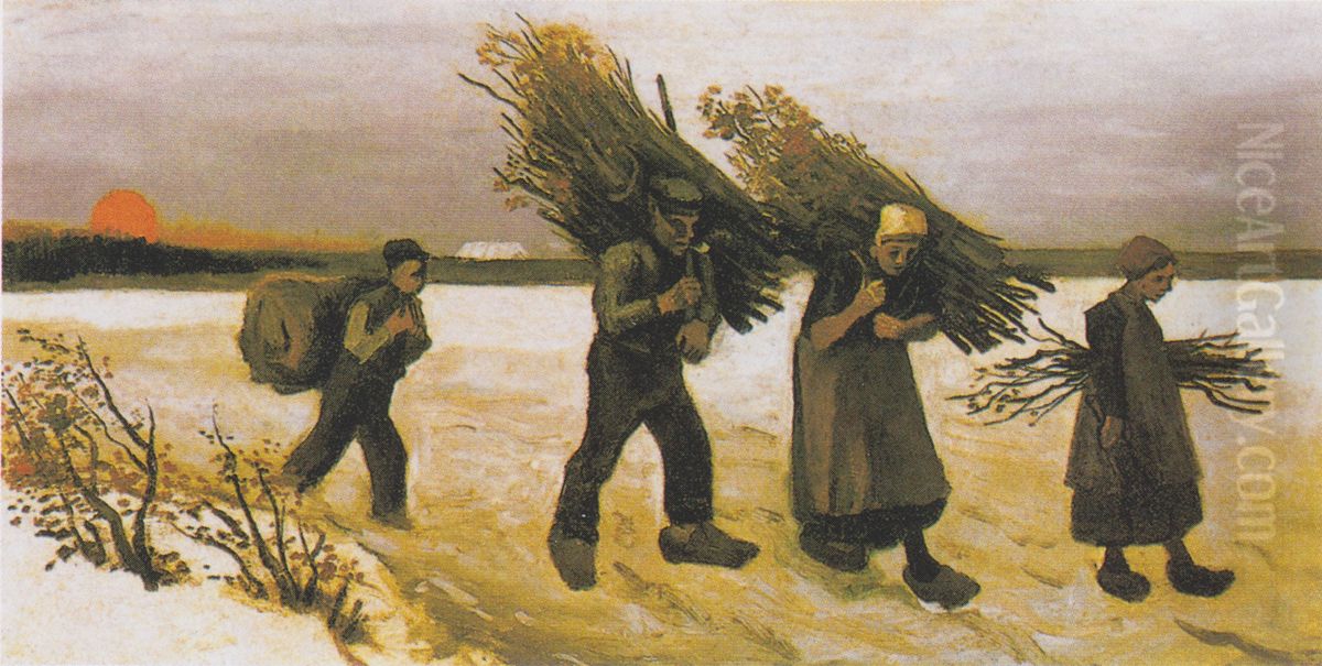 Wood Gatherers In The Snow Oil Painting by Vincent Van Gogh