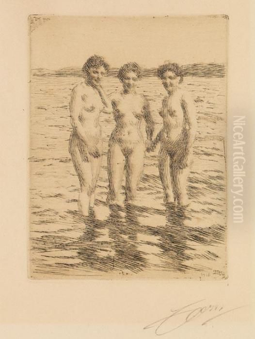 Die Drei Grazien. Oil Painting by Anders Zorn