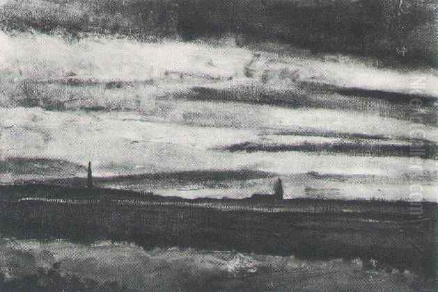 Landscape With A Church At Twilight Oil Painting by Vincent Van Gogh