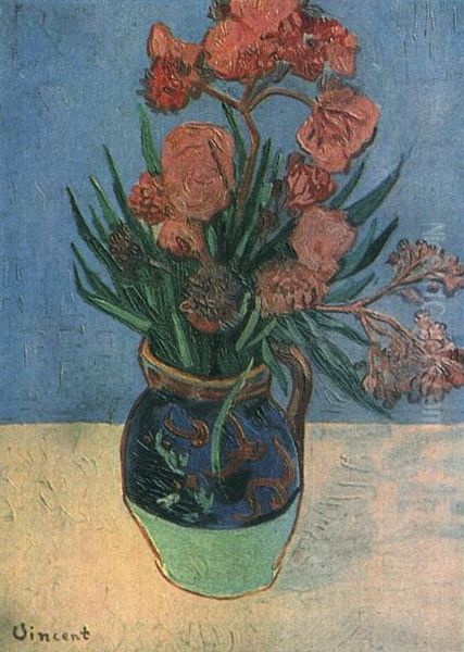 Vase With Oleanders Oil Painting by Vincent Van Gogh