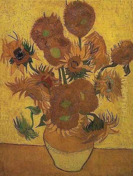 Vase With Fifteen Sunflowers II Oil Painting by Vincent Van Gogh
