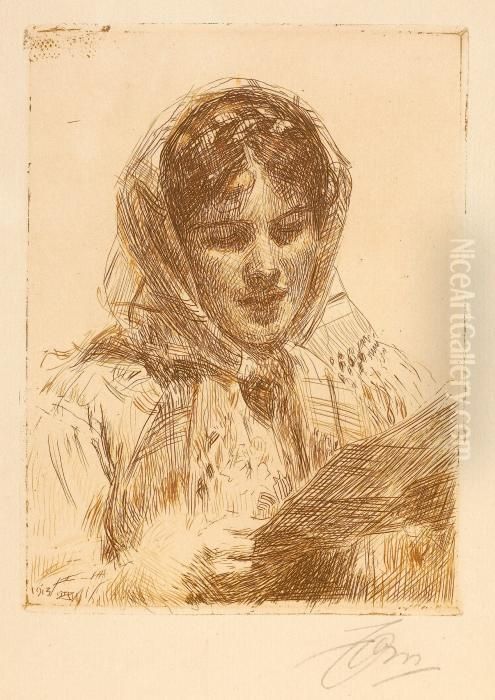 Ett Brev Oil Painting by Anders Zorn