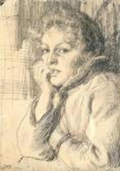 Portrait Of A Young Woman, Head 
And Shoulders Turned To The Left, Etching, Signed And Dated 1906 Within 
The Plate, And In Pencil, 15x12cm Oil Painting by Anders Zorn