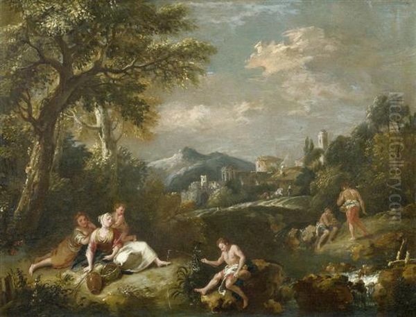 Pair Of Works: Mediterranean Landscapes With
Herdsmen Oil Painting by Francesco Zuccarelli