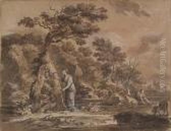 A Pair Of Landscapes: The Return
 Of The Prodigal Son And Ashepherdess With A Boy And Their Flock Oil Painting by Francesco Zuccarelli