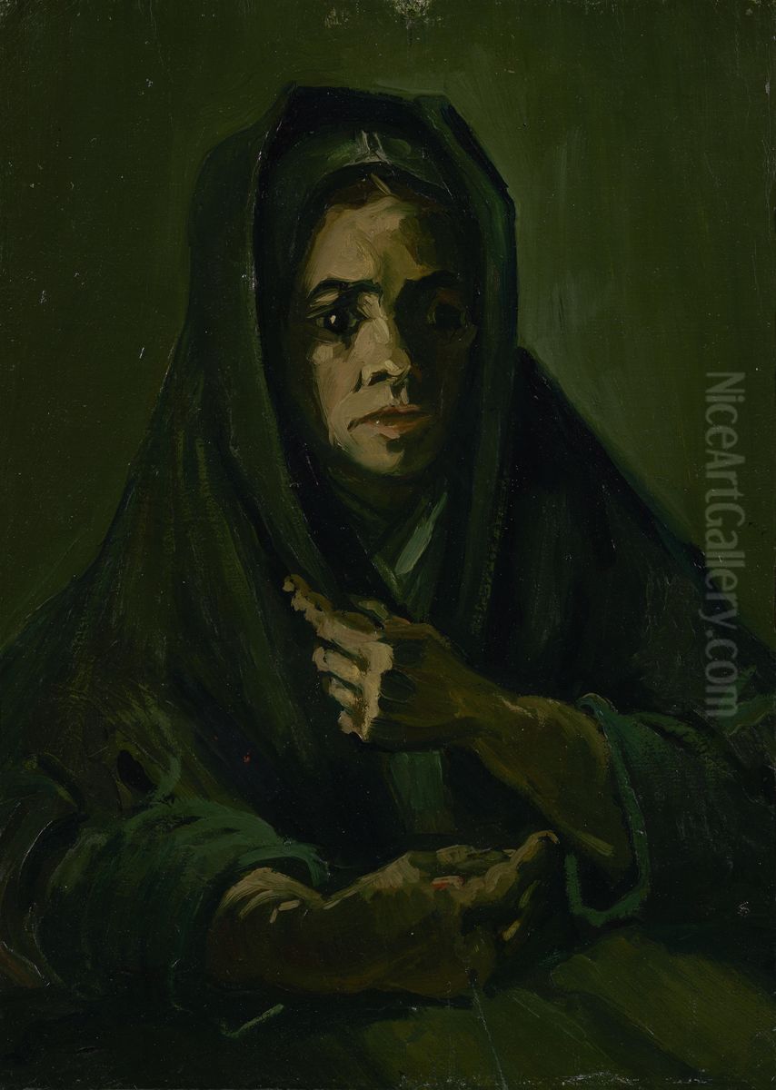 Woman With A Mourning Shawl Oil Painting by Vincent Van Gogh