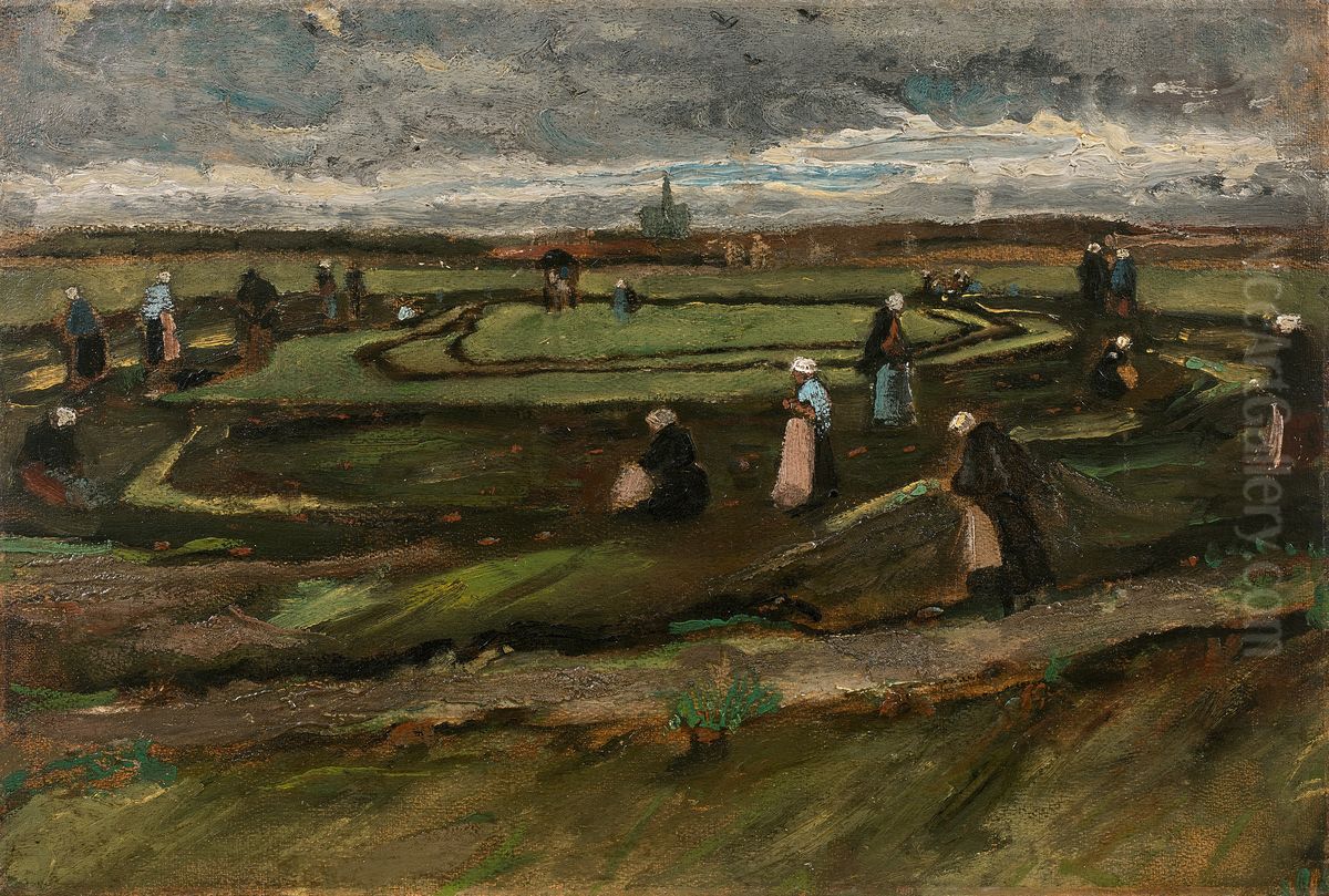 Women Mending Nets In The Dunes Oil Painting by Vincent Van Gogh