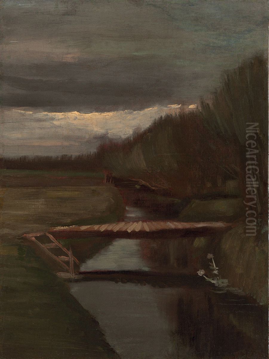Footbridge Across A Ditch Oil Painting by Vincent Van Gogh