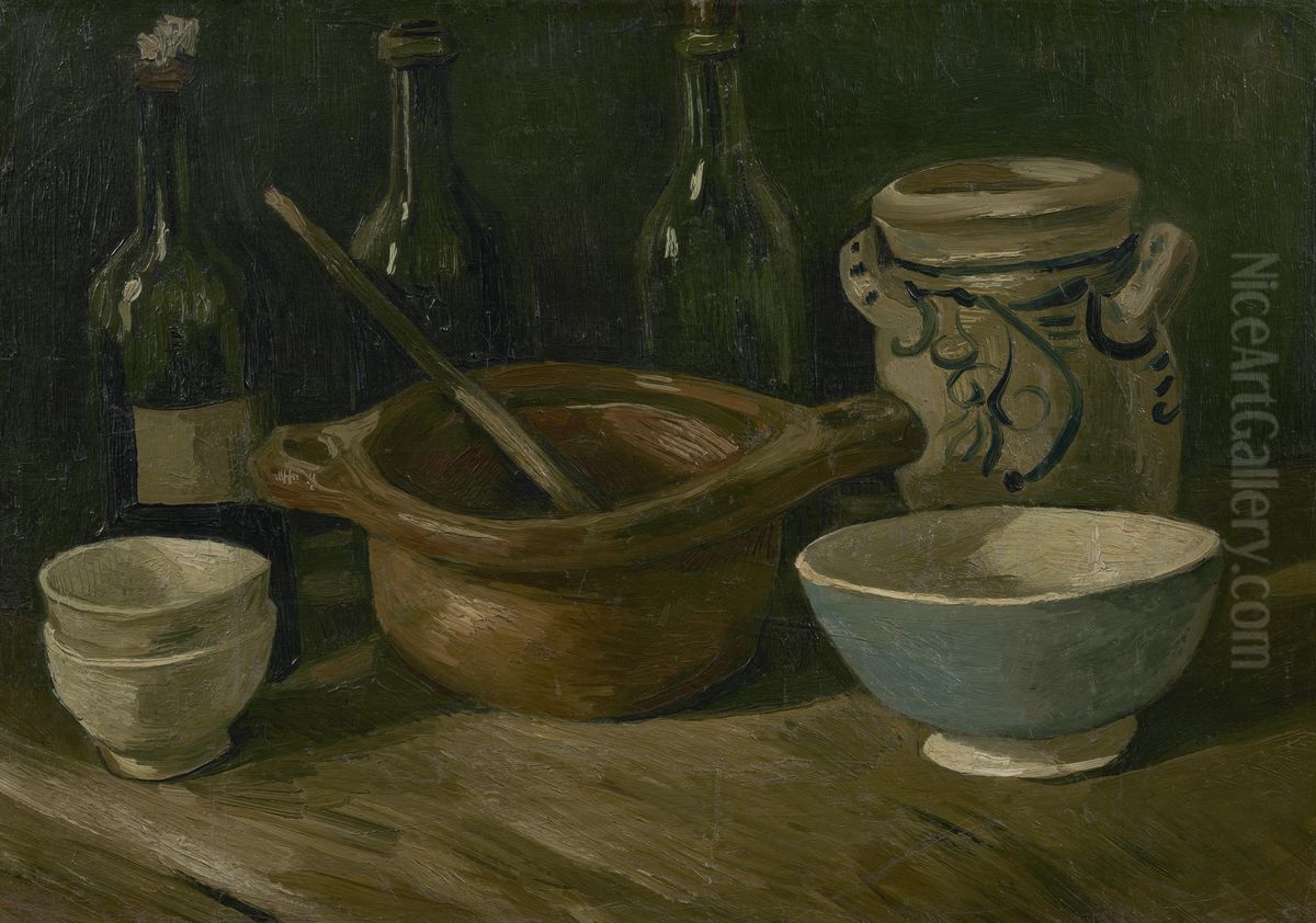 Still Life With Earthenware And Bottles Oil Painting by Vincent Van Gogh