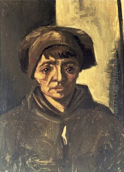 Head Of A Peasant Woman With Dark Cap Oil Painting by Vincent Van Gogh