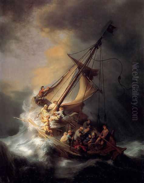 Christ In The Storm On The Sea Of Galilee Oil Painting by Harmenszoon van Rijn Rembrandt