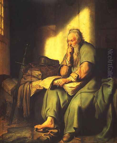Apostle Paul in Prison Oil Painting by Harmenszoon van Rijn Rembrandt