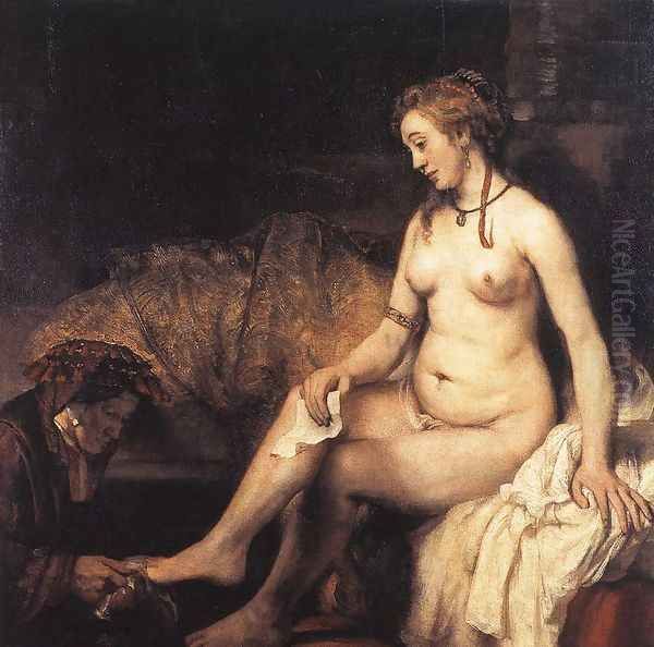 Bathsheba at Her Bath 1654 Oil Painting by Harmenszoon van Rijn Rembrandt