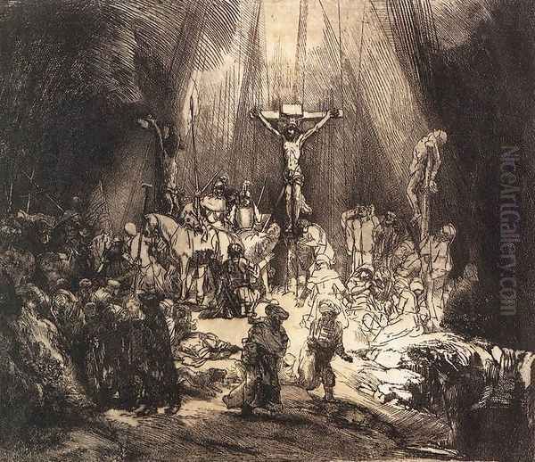 The Three Crosses (second state) 1653 Oil Painting by Harmenszoon van Rijn Rembrandt