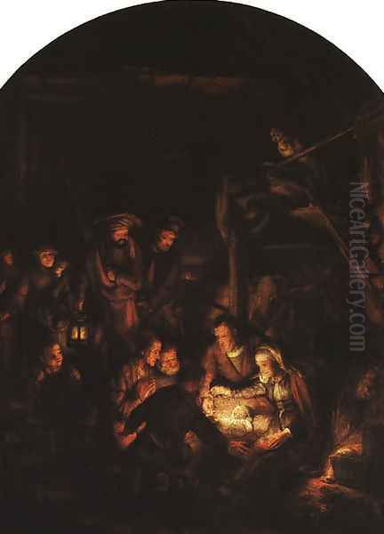 Adoration of the Shepherds 1646 Oil Painting by Harmenszoon van Rijn Rembrandt
