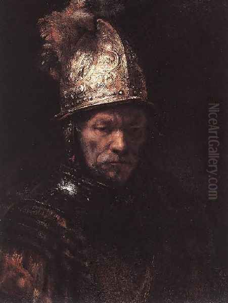 Man in a Golden Helmet c. 1650 Oil Painting by Harmenszoon van Rijn Rembrandt