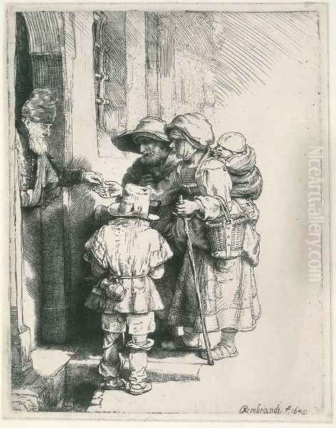 Beggars Receiving Alms at the Door of a House 1648 Oil Painting by Harmenszoon van Rijn Rembrandt