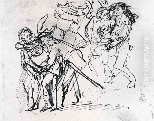 Sketche Of The Prodigal Son With A Whore Oil Painting by Harmenszoon van Rijn Rembrandt