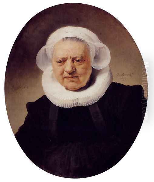 Portrait Of An Eighty-Three-Year-Old Woman Oil Painting by Harmenszoon van Rijn Rembrandt
