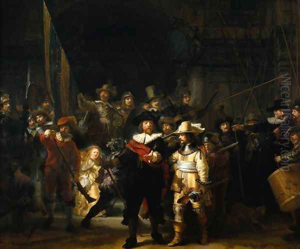 The Company of Frans Banning Cocq and Willem van Ruytenburch, known as the 'Night Watch' Oil Painting by Harmenszoon van Rijn Rembrandt