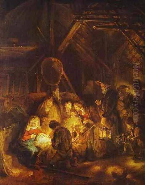 Adoration of the Shepherds 1 Oil Painting by Harmenszoon van Rijn Rembrandt