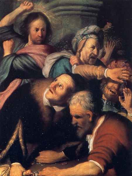 Christ Driving The Money Changers From The Temple Oil Painting by Harmenszoon van Rijn Rembrandt