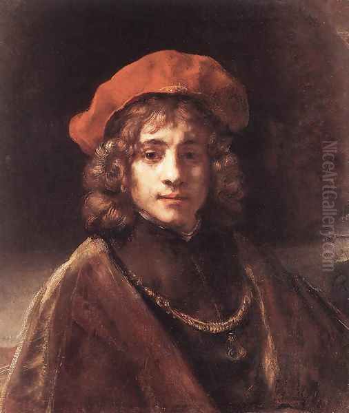 The Artist's Son Titus c. 1657 Oil Painting by Harmenszoon van Rijn Rembrandt