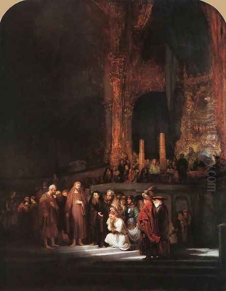 Christ and the Woman Taken in Adultery 1644 Oil Painting by Harmenszoon van Rijn Rembrandt