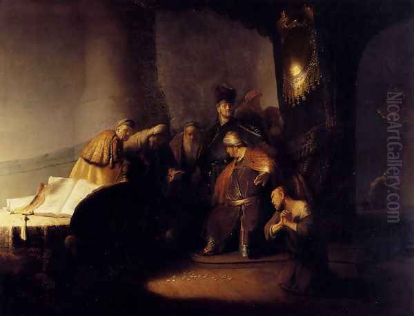 Repentant Judas Returning The Pieces Of Silver Oil Painting by Harmenszoon van Rijn Rembrandt