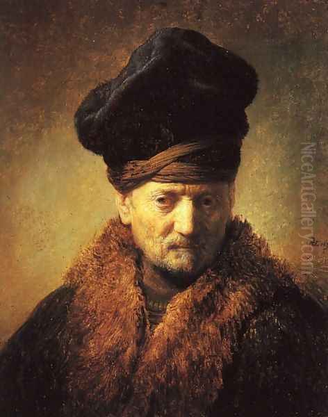 Bust of an Old Man in a Fur Cap 1630 Oil Painting by Harmenszoon van Rijn Rembrandt
