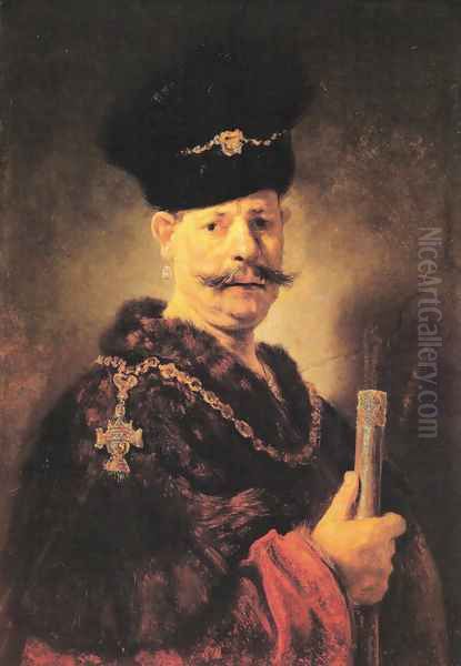 A Polish Nobleman Oil Painting by Harmenszoon van Rijn Rembrandt