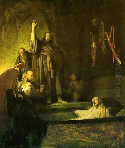 The Raising of Lazarus c. 1630 Oil Painting by Harmenszoon van Rijn Rembrandt
