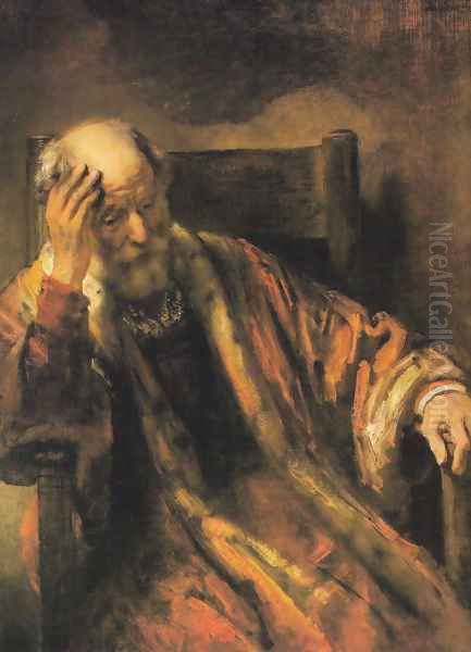 Old man on armchair Oil Painting by Harmenszoon van Rijn Rembrandt