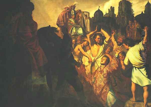 Stoning of St. Stephen Oil Painting by Harmenszoon van Rijn Rembrandt