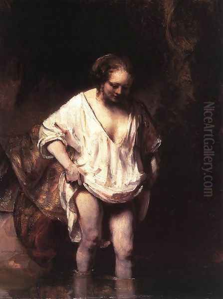 Hendrickje Bathing in a River 1654 Oil Painting by Harmenszoon van Rijn Rembrandt