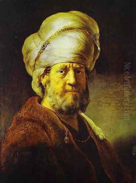 Portrait of a Man in an Oriental Costume Oil Painting by Harmenszoon van Rijn Rembrandt
