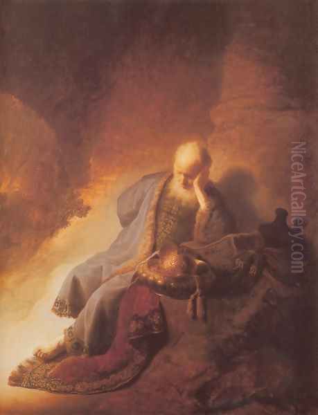 Jeremiah Lamenting the Destruction of Jerusalem 1630 Oil Painting by Harmenszoon van Rijn Rembrandt