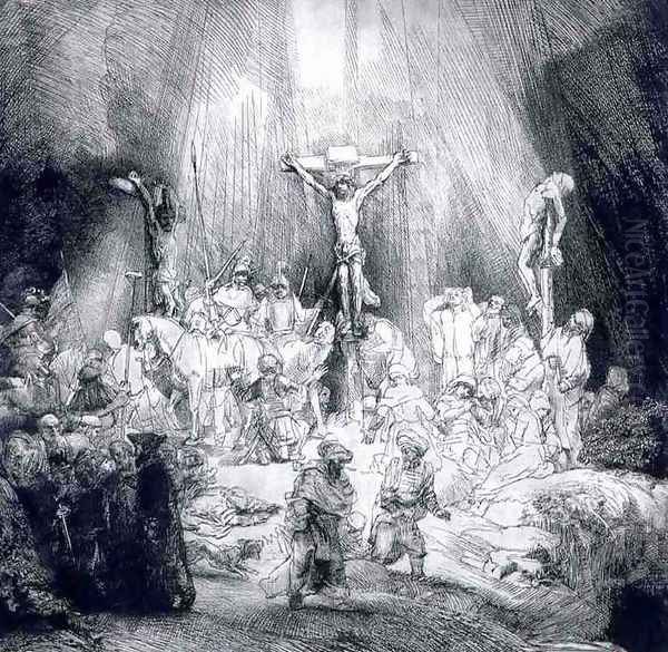 Le Christ Entre Deux Larrons,louvre 1653 Oil Painting by Harmenszoon van Rijn Rembrandt