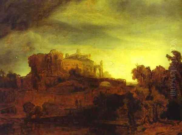 Landscape with a Castle Oil Painting by Harmenszoon van Rijn Rembrandt
