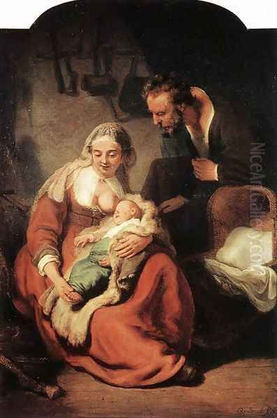 The Holy Family 1630s Oil Painting by Harmenszoon van Rijn Rembrandt