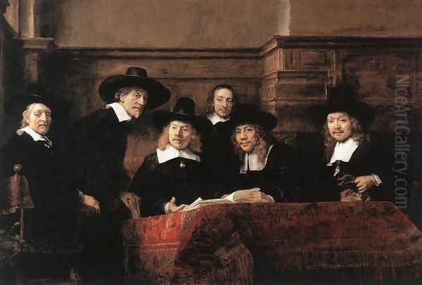 Sampling Officials of the Drapers' Guild 1662 Oil Painting by Harmenszoon van Rijn Rembrandt