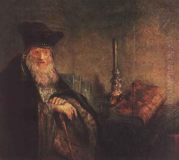 Old Rabbi (detail) 1642 Oil Painting by Harmenszoon van Rijn Rembrandt