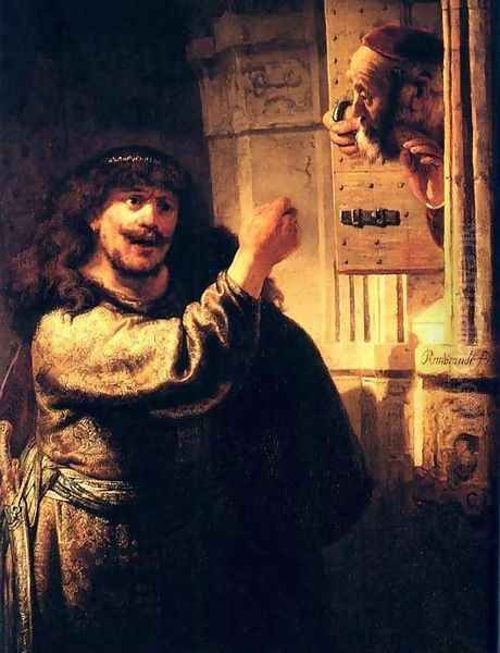Samson Menacant Son Beau Pere,berlin 1635 Oil Painting by Harmenszoon van Rijn Rembrandt