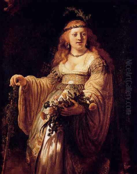 Flora Oil Painting by Harmenszoon van Rijn Rembrandt