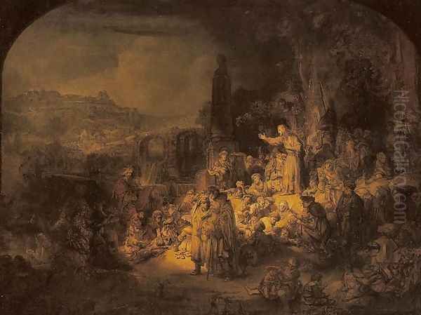 John the Baptist Preaching Oil Painting by Harmenszoon van Rijn Rembrandt