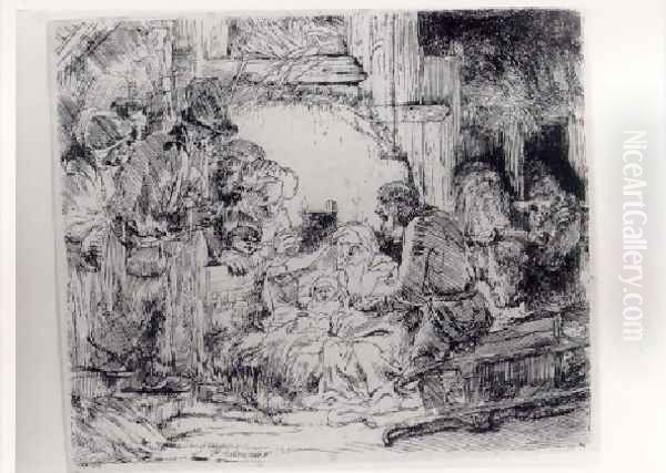 The Adoration Of The Sheperds With The Lamp Oil Painting by Harmenszoon van Rijn Rembrandt